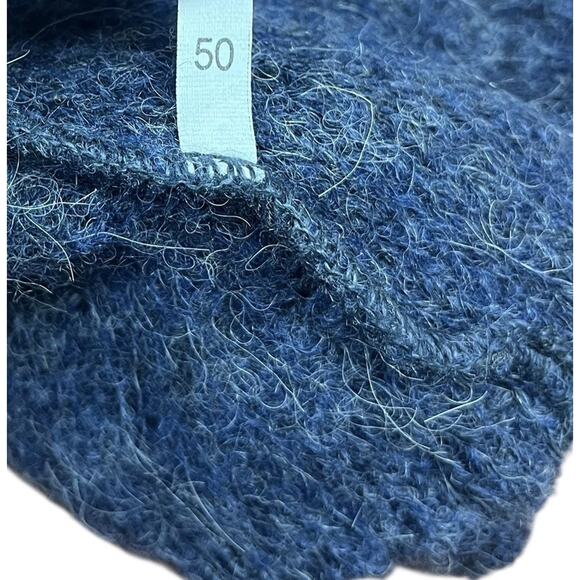 Bruno Magli Blue Pullover Sweater Made in Italy Kangaroo Pockets Size 50 - Picture 6 of 6